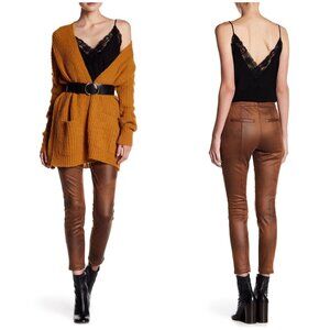 Free People Never Let Go Brown Faux Suede Leather Leggings Size 27
